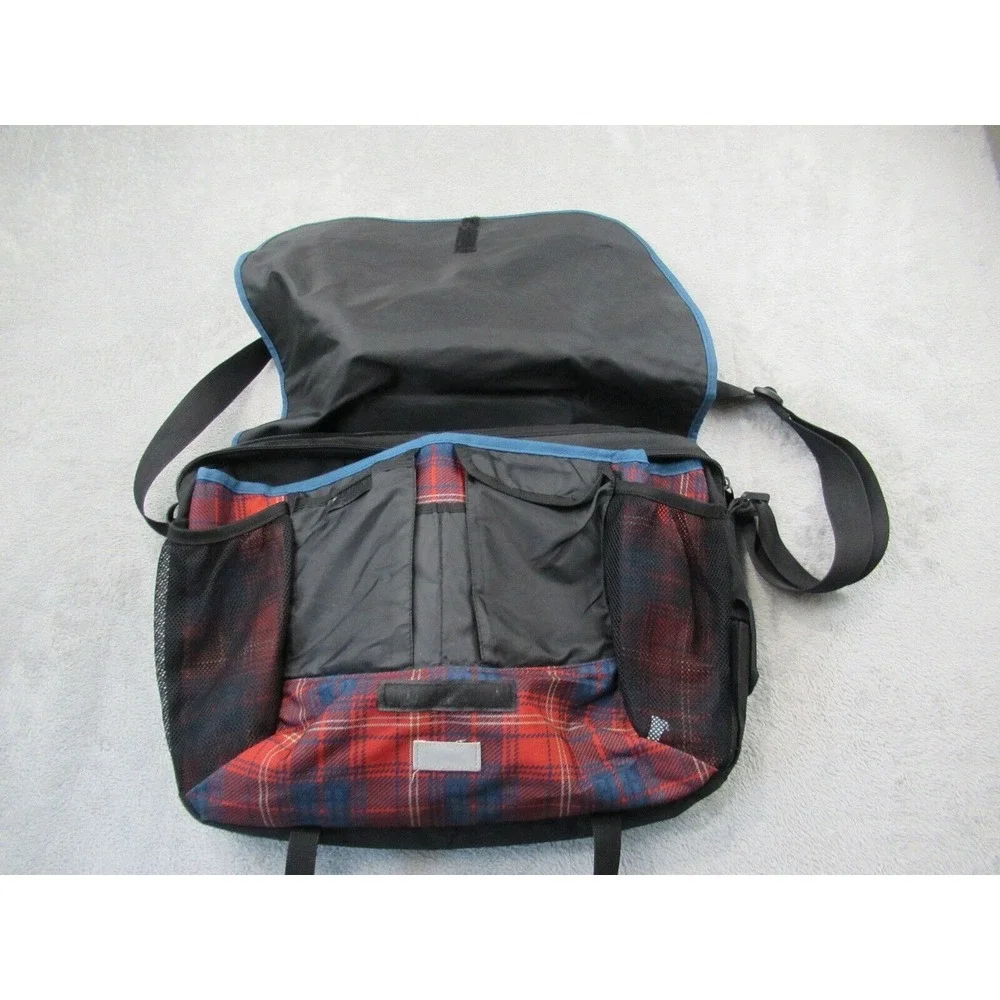 High Sierra Crossbody Laptop Bag Tank Messenger Plaid Flannel Red/Blue 18
